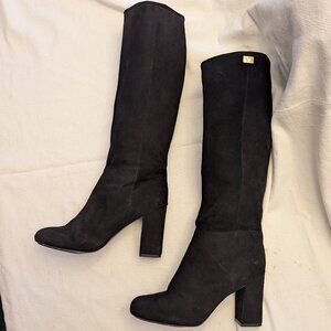 Diane Von Furstenberg Black Suede Heeled Boots